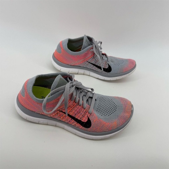 Nike Free 4.0 Flyknit Women's Running Shoes Gray/Pink Size 7.5 - Picture 1 of 8
